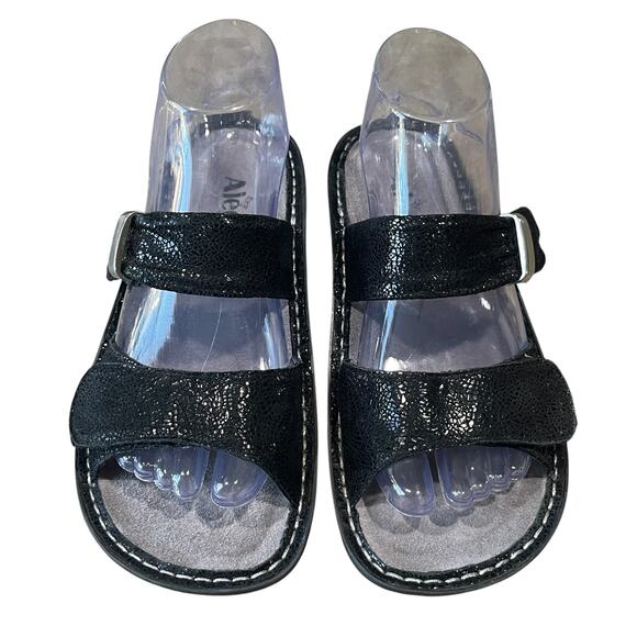 Alegria Karmen Leather Slide On Sandals in Metallic Black Size 37 US 7-7.5 - Picture 11 of 13